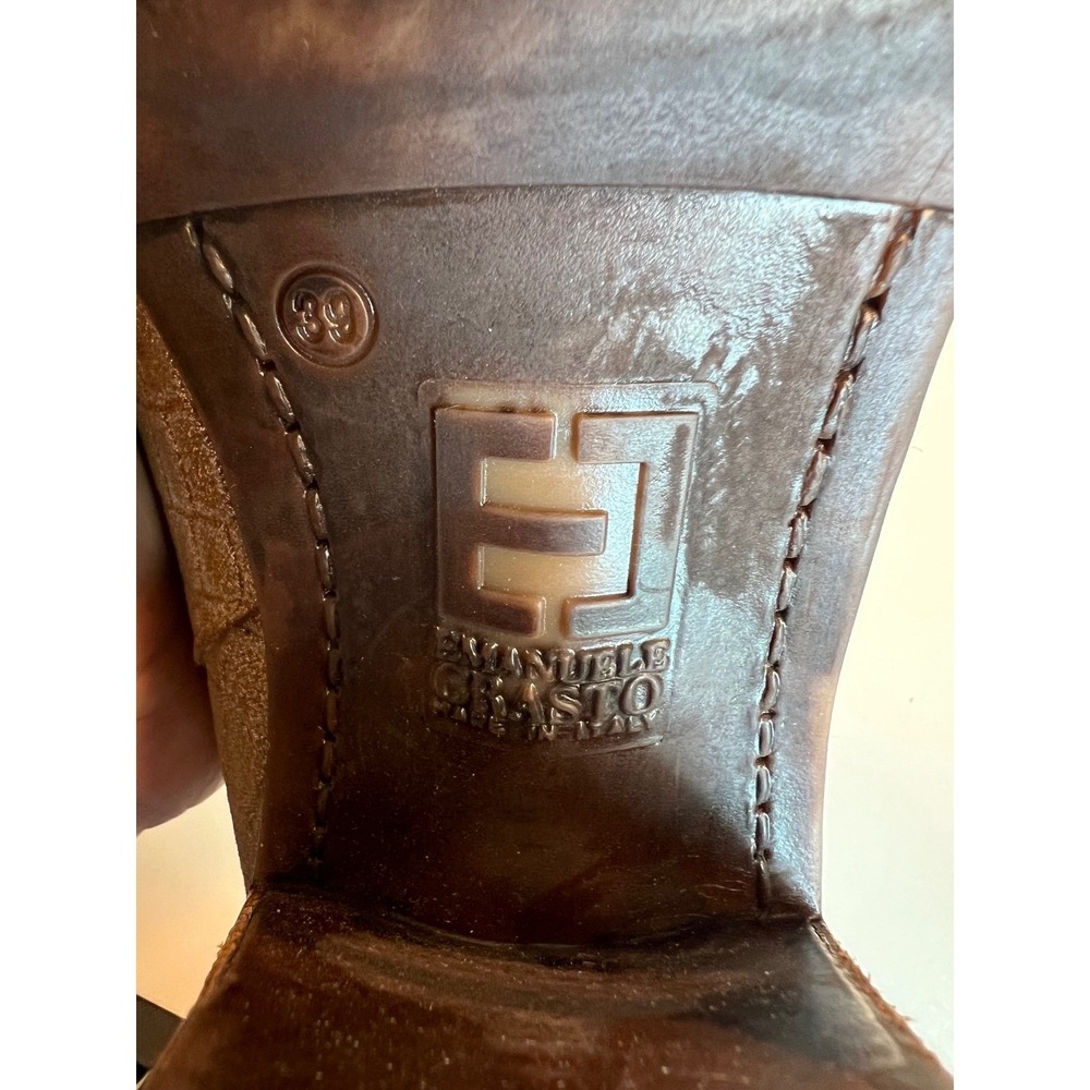 Emanuele Orasto Italy Leather Ankle Boots Block Heel Pointed Toe Size 39/8.5 - Picture 6 of 11